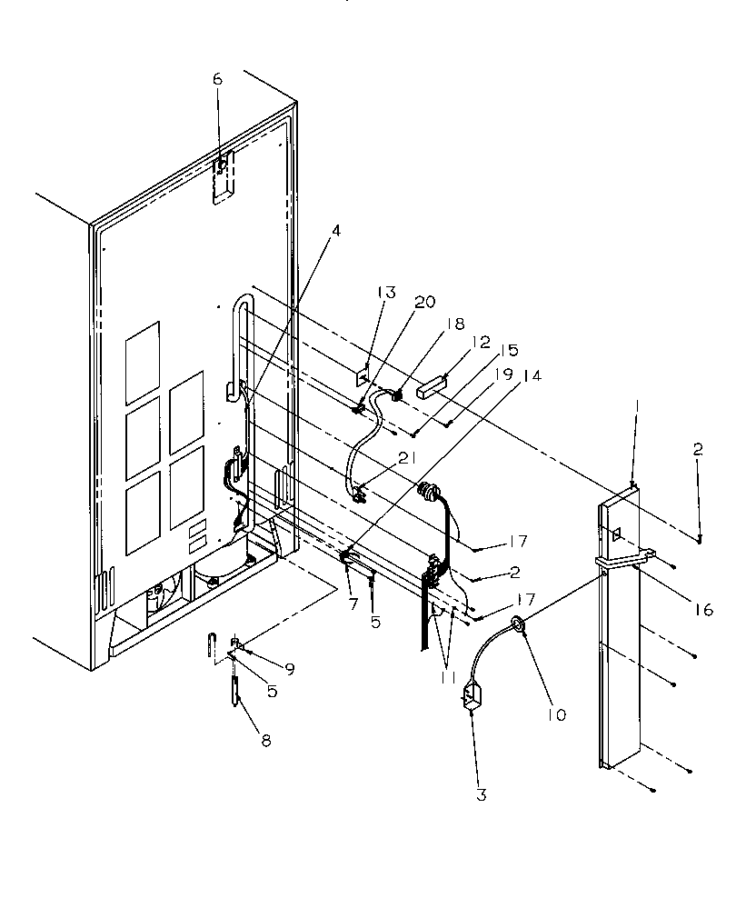 Amana SG521SBL-P1197001WL back unit diagram