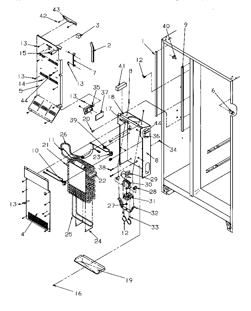 Amana SGD521SBL-P1197101WL evaporator and air handling diagram
