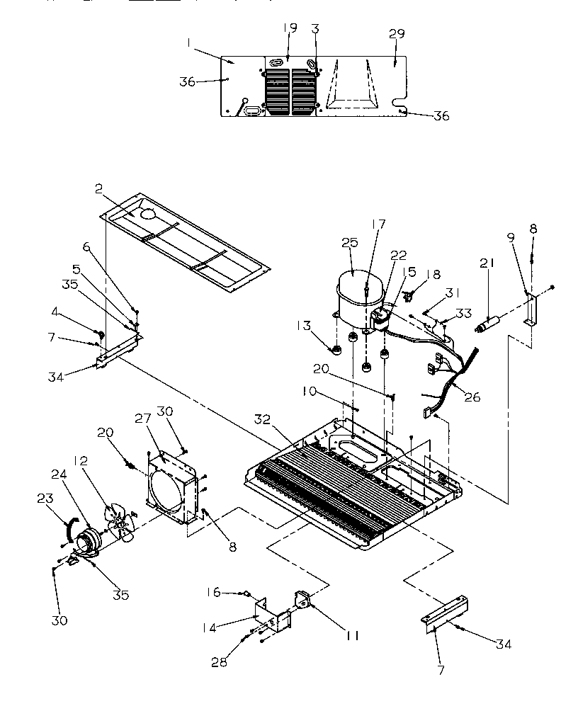 Amana SGD521SBL-P1197101WL machine compartment diagram
