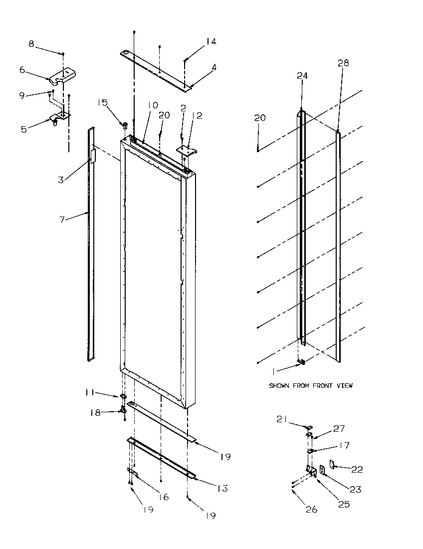 Amana SBD20S4L-P1190001WL refrigerator door hinge and trim parts diagram