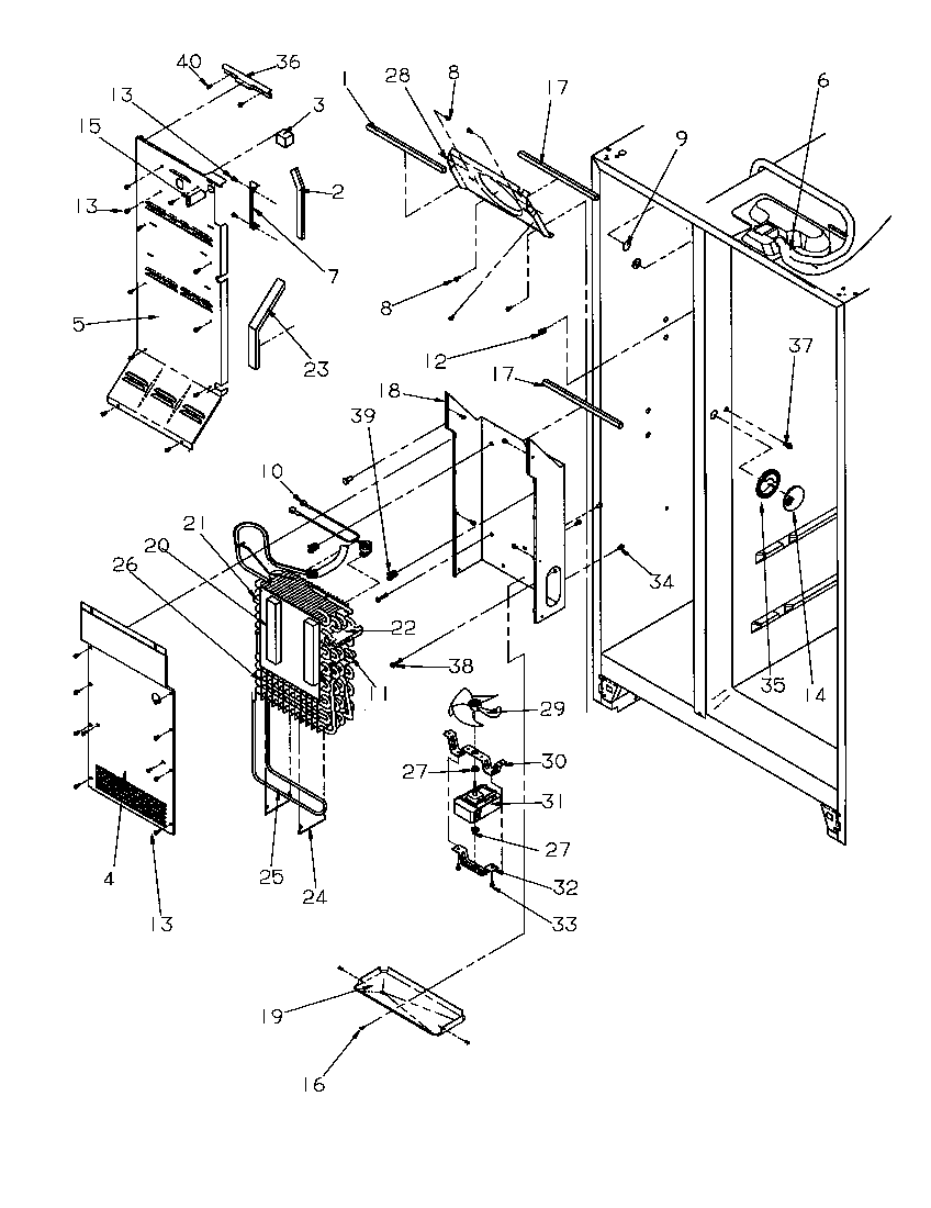 Amana SBD20S4L-P1190001WL evaporator and air handling diagram