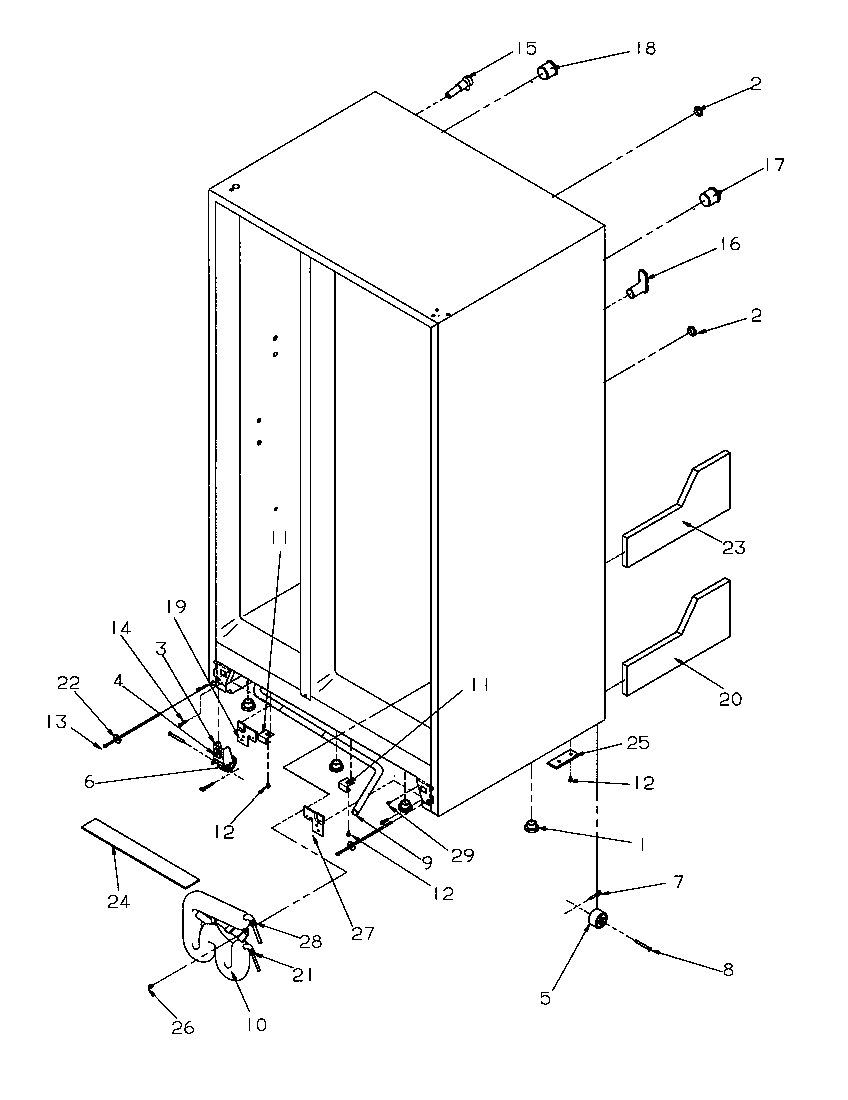 Amana SBD20S4L-P1190001WL drain and rollers diagram