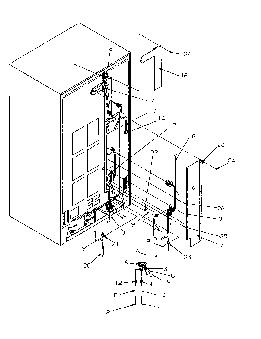 Amana SBD20S4L-P1190001WL cabinet back diagram