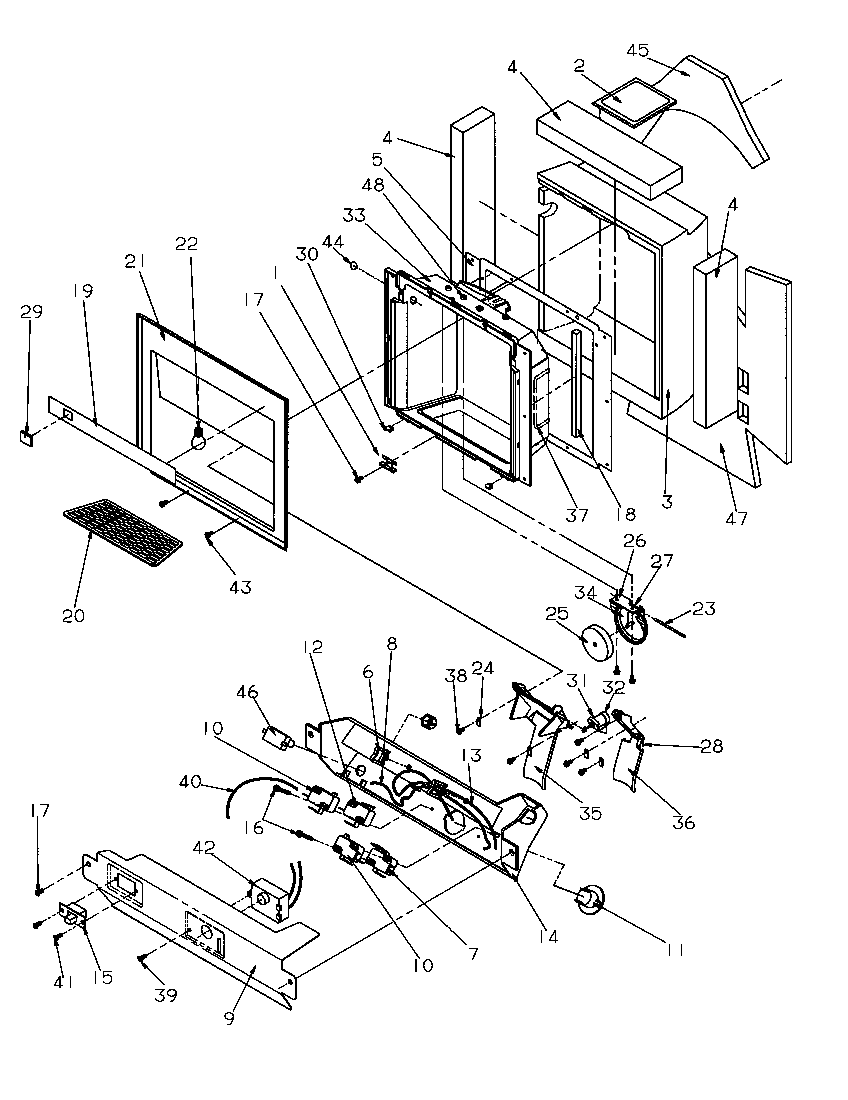 Amana SBD20S4L-P1190001WL ice and water cavity diagram