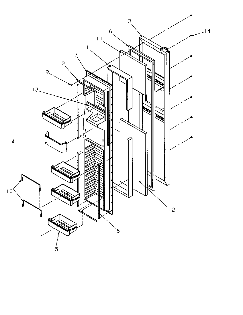 Amana SRDE528SW-P1184901WW freezer door diagram