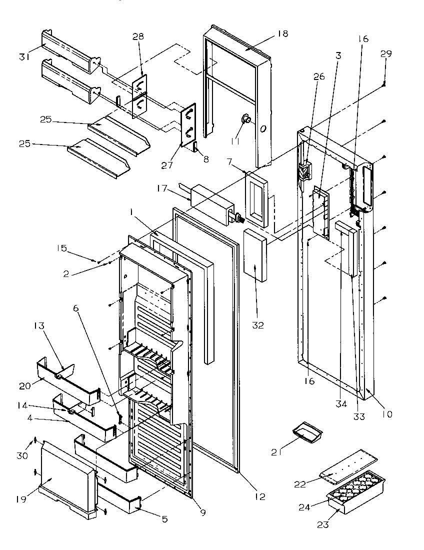 Amana SRDE528SW-P1184901WW refrigerator door diagram