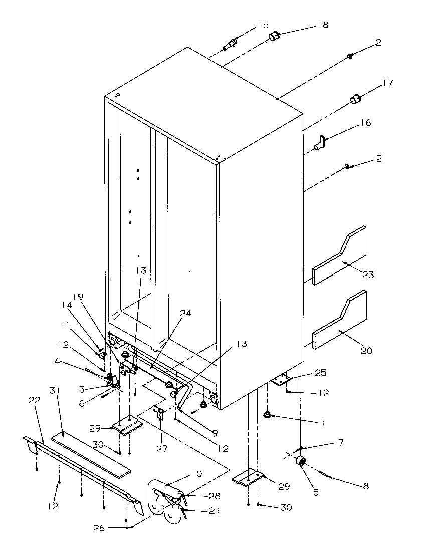 Amana SRDE528SW-P1184901WW drain and rollers diagram