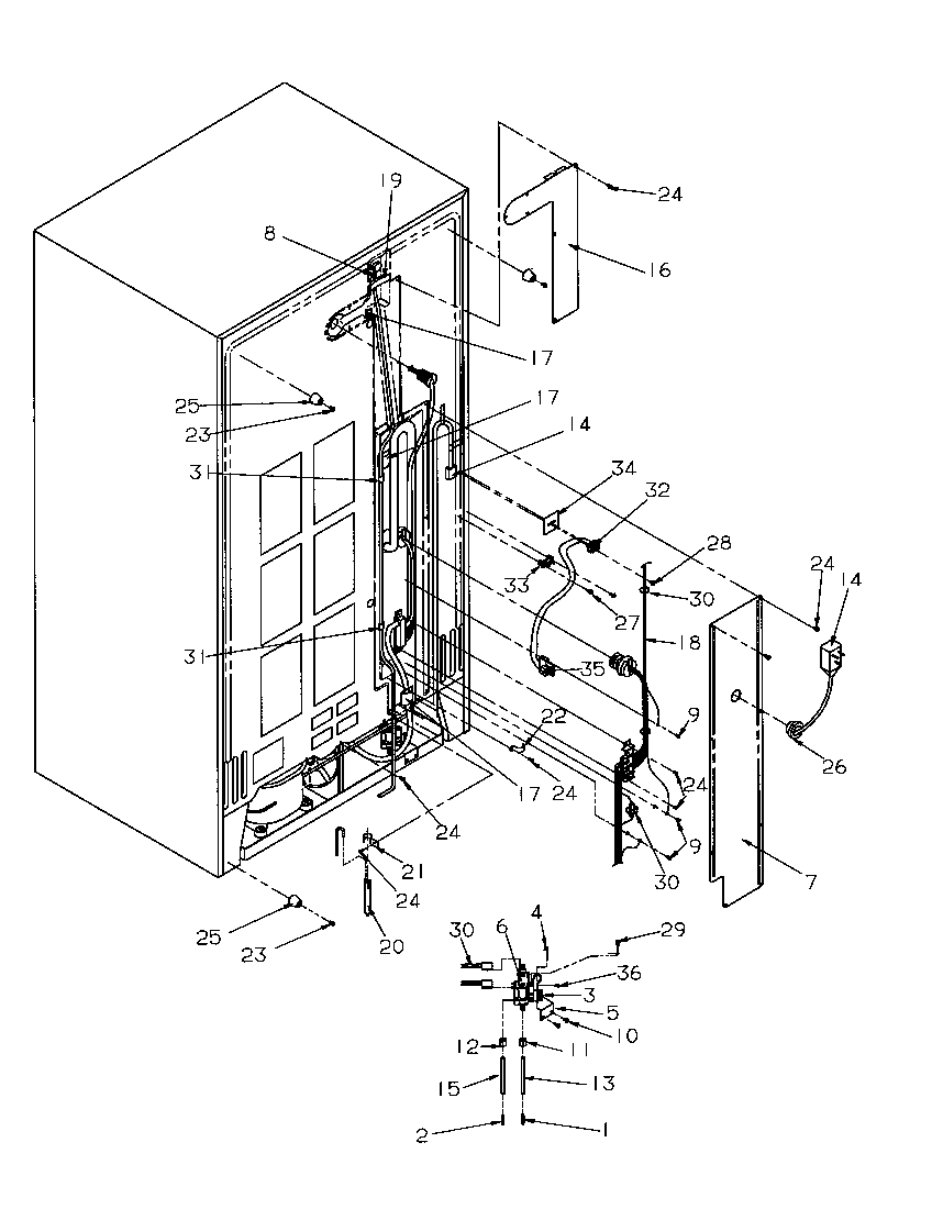 Amana SRDE528SW-P1184901WW cabinet back diagram