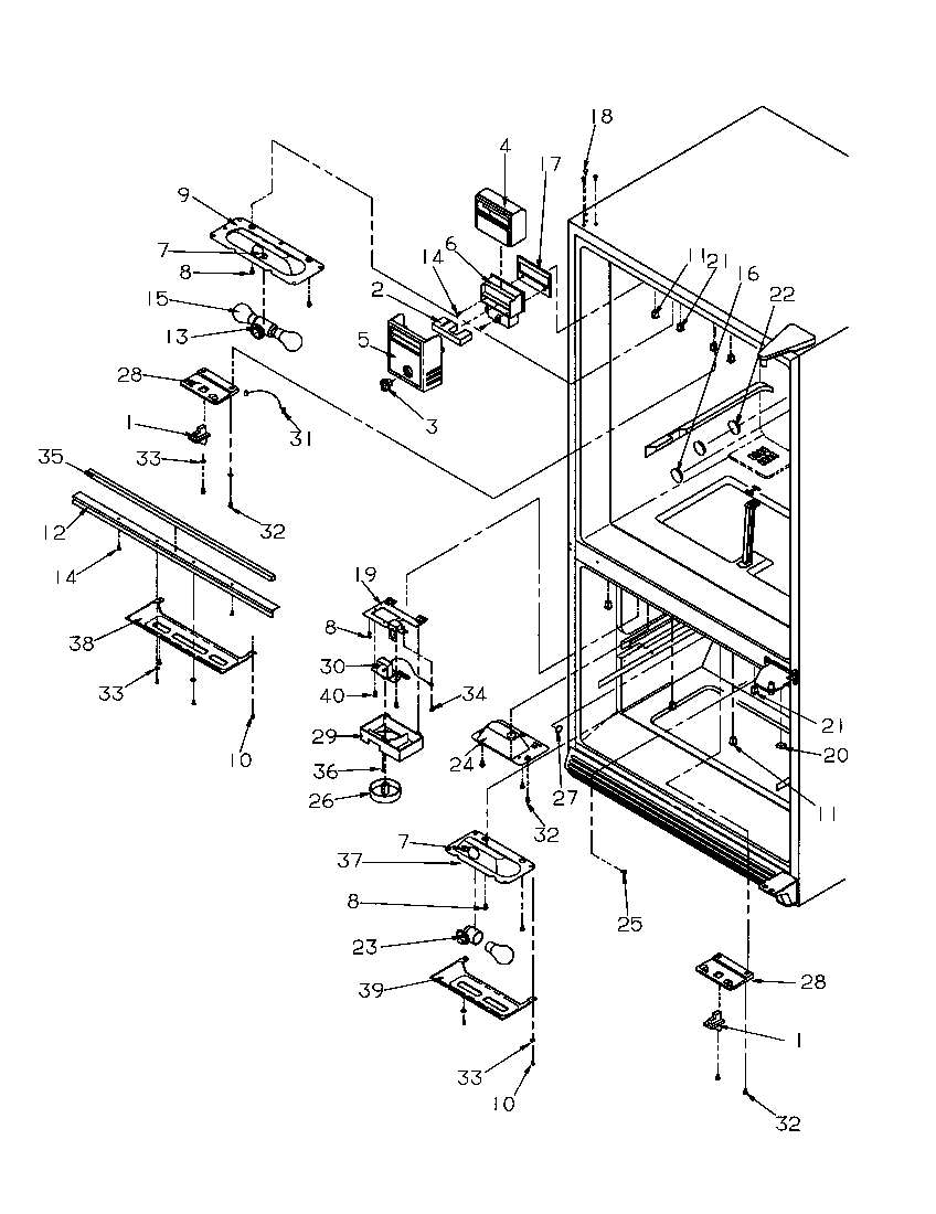 Amana BR22S6W-P1196703WW refrigerator/freezer controls & light switches diagram