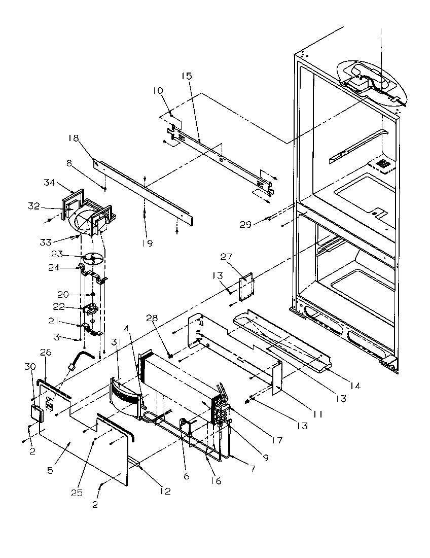 Amana BR22S6W-P1196703WW evaporator area diagram