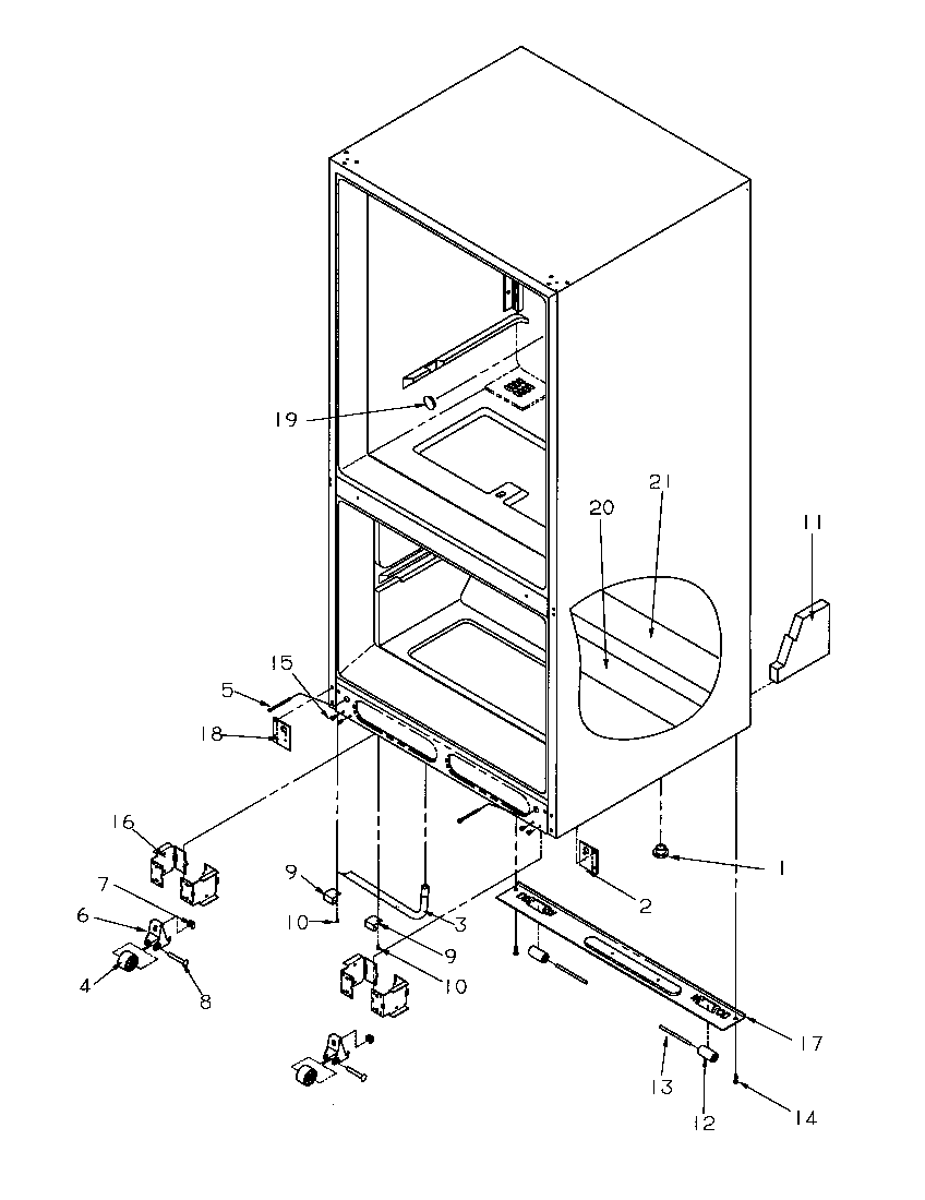 Amana BR22S6W-P1196703WW rollers/drain tube diagram