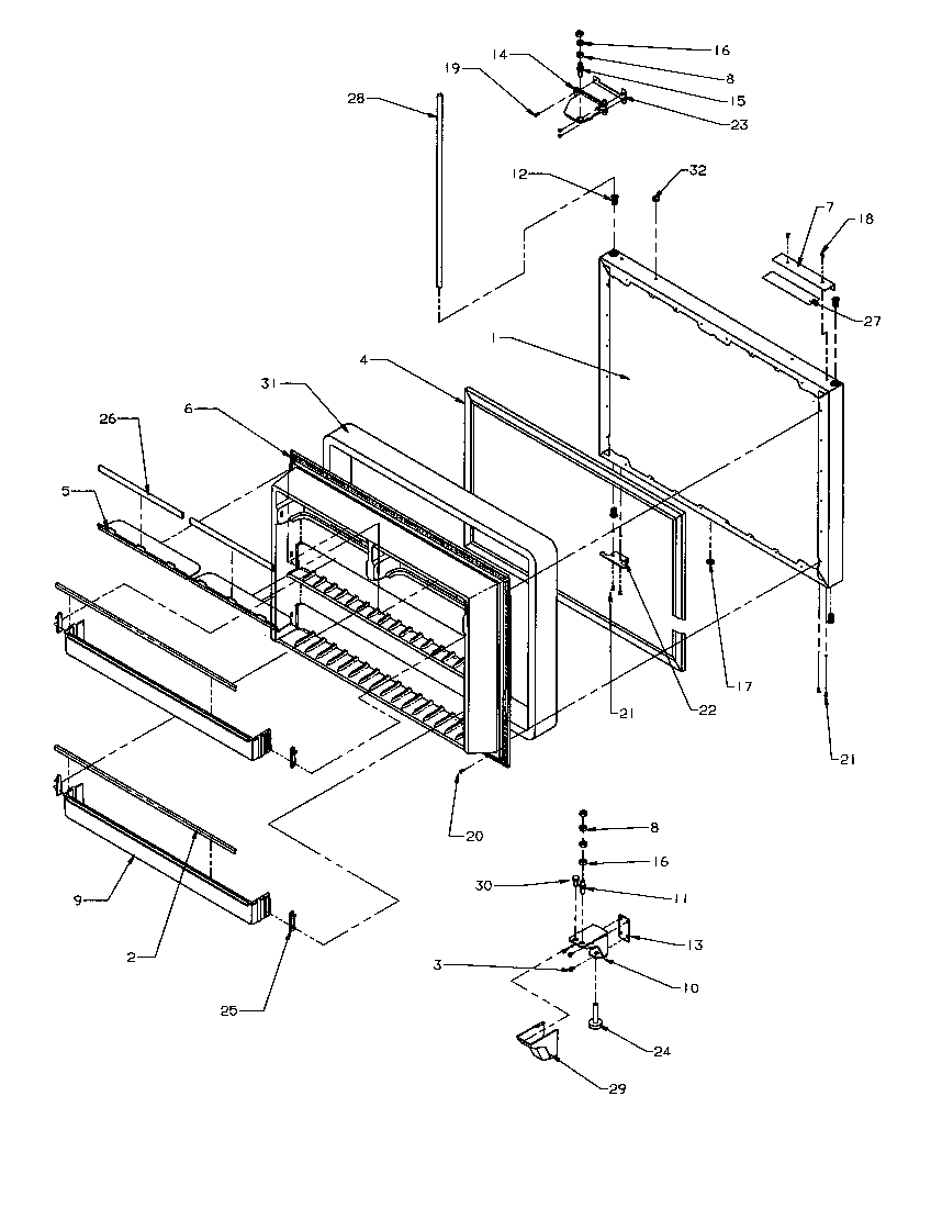 Amana BX20S5W-P1196502WW freezer door diagram