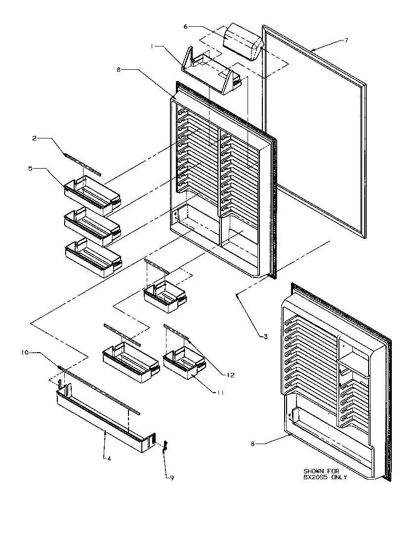 Amana BX20S5W-P1196502WW refrigerator inner door diagram