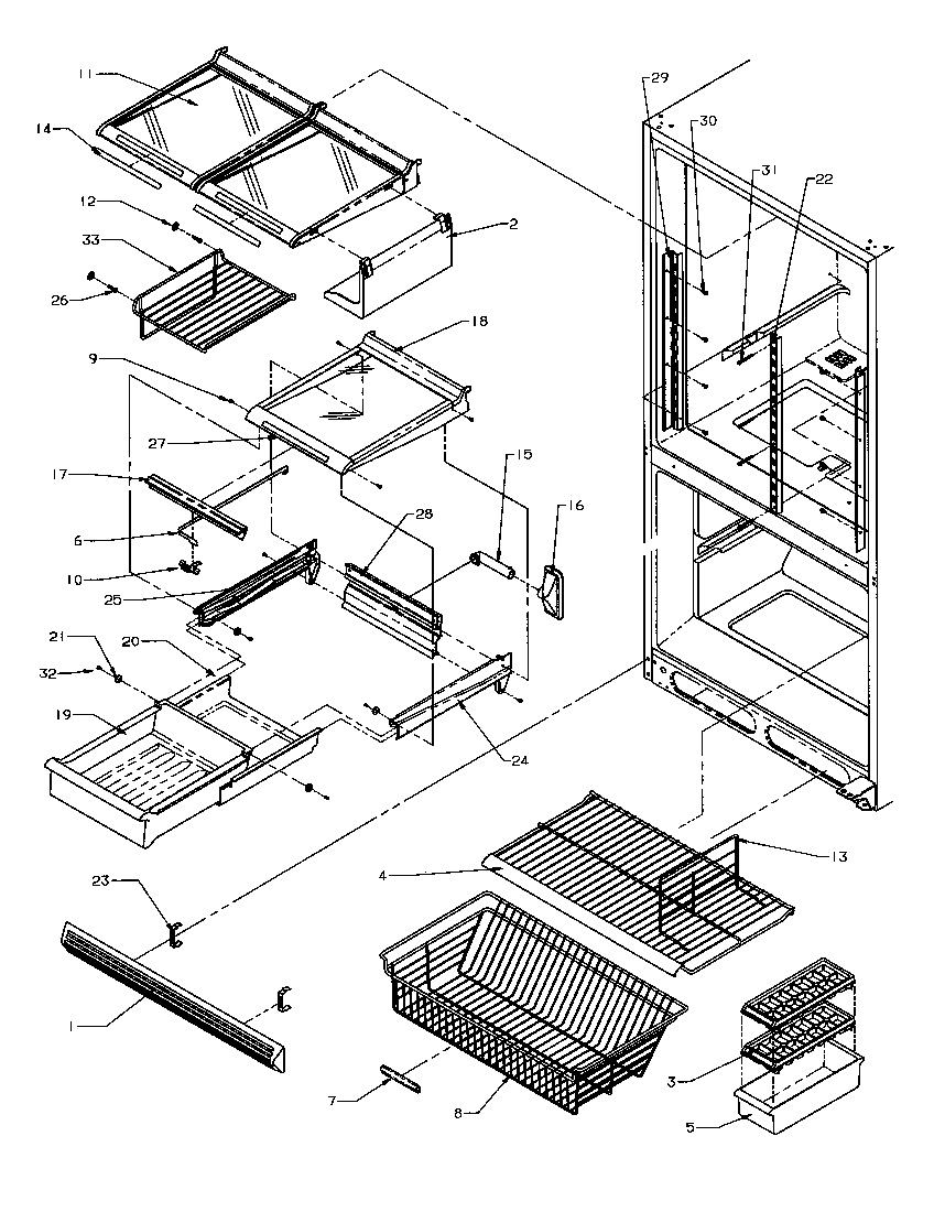 Amana BX20S5W-P1196502WW refrigerator/freezer shelving diagram