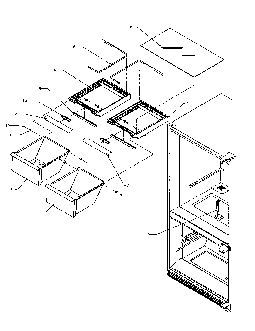 Amana BX20S5W-P1196502WW crisper compartment diagram