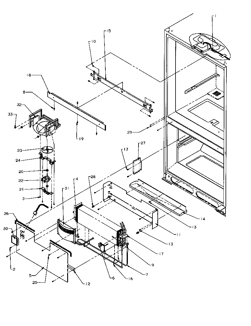 Amana BX20S5W-P1196502WW evaporator area diagram