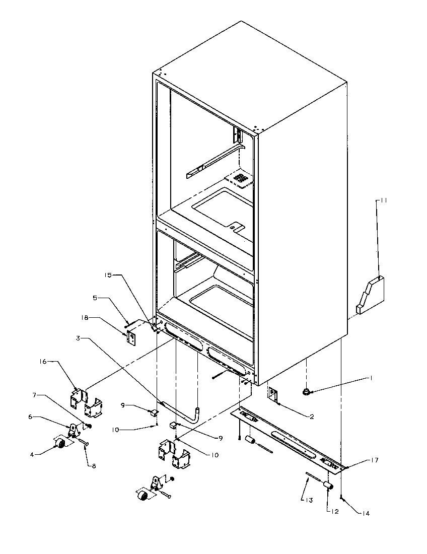 Amana BX20S5W-P1196502WW rollers/drain tube diagram