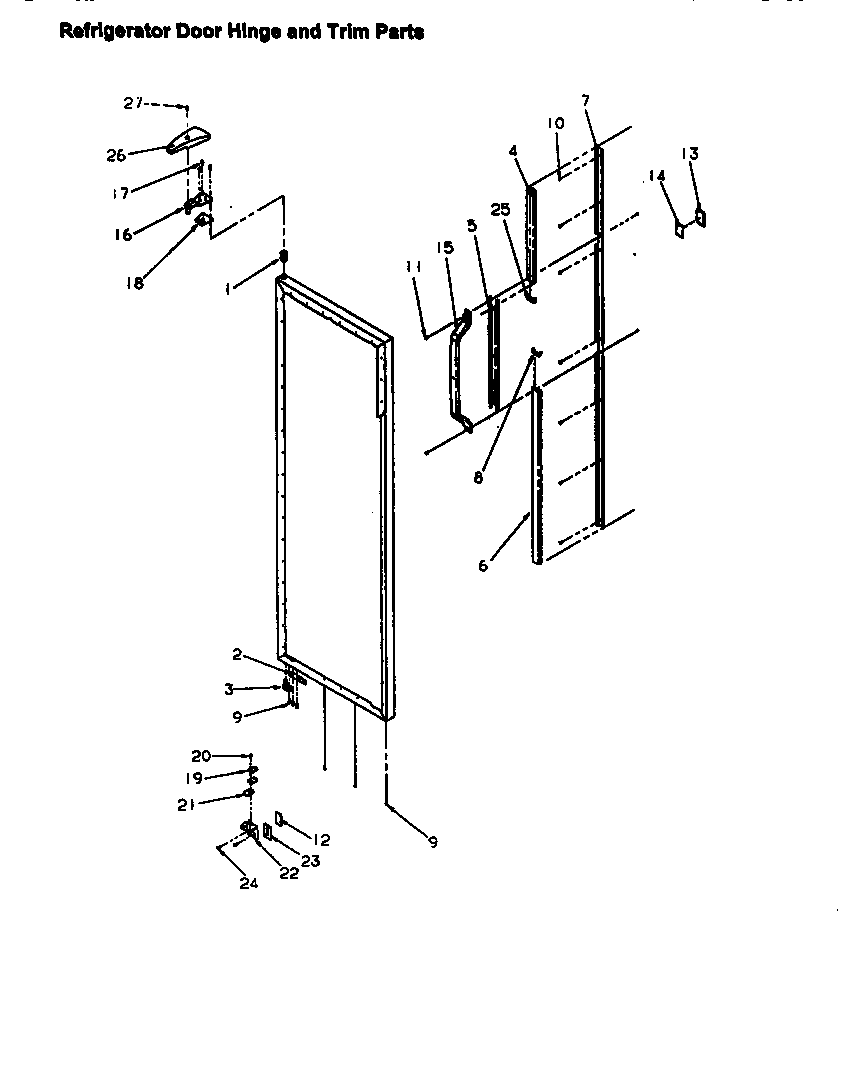 Amana SX25SE-P1190206WE refrigerator door hinge and trim parts diagram