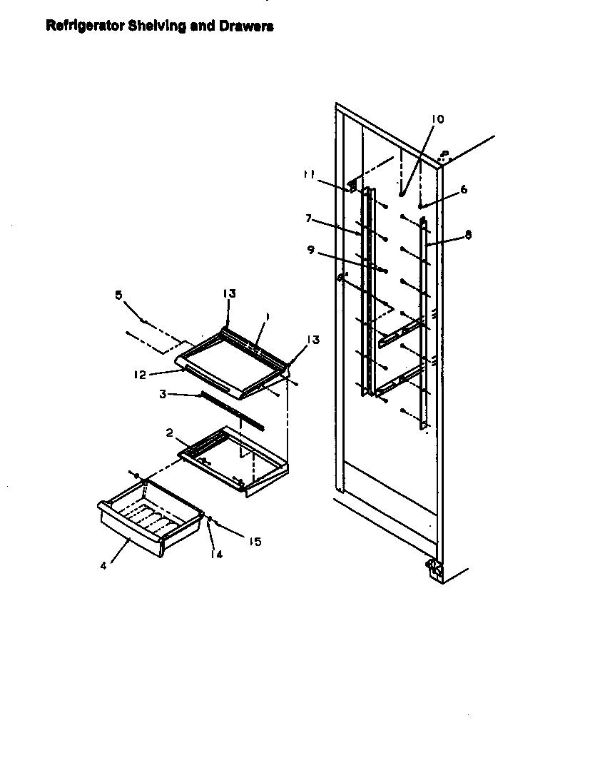 Amana SX25SE-P1190206WE refrigerator shelving and drawers diagram