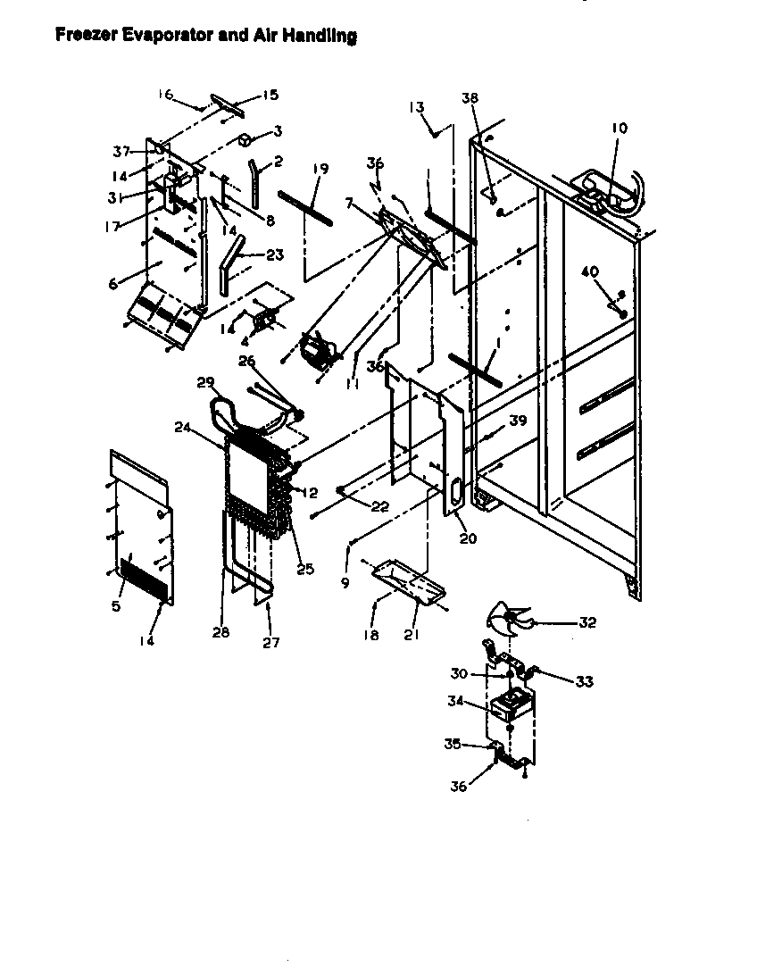 Amana SX25SE-P1190206WE freezer evaporator and air handling diagram