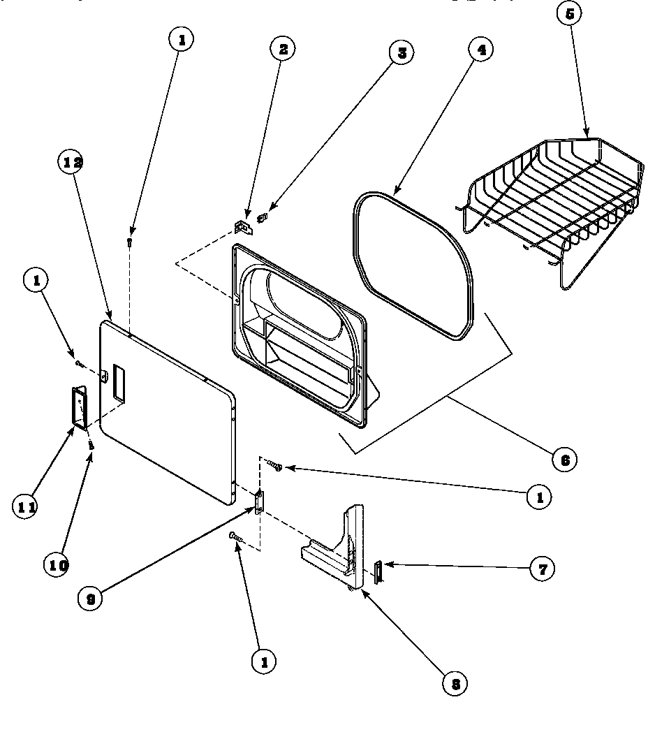 Amana LG4209L2-PLG4209L2 loading door with drying rack (lg4209l2/plg4209l2) (lg4209w2/plg4209w2) diagram