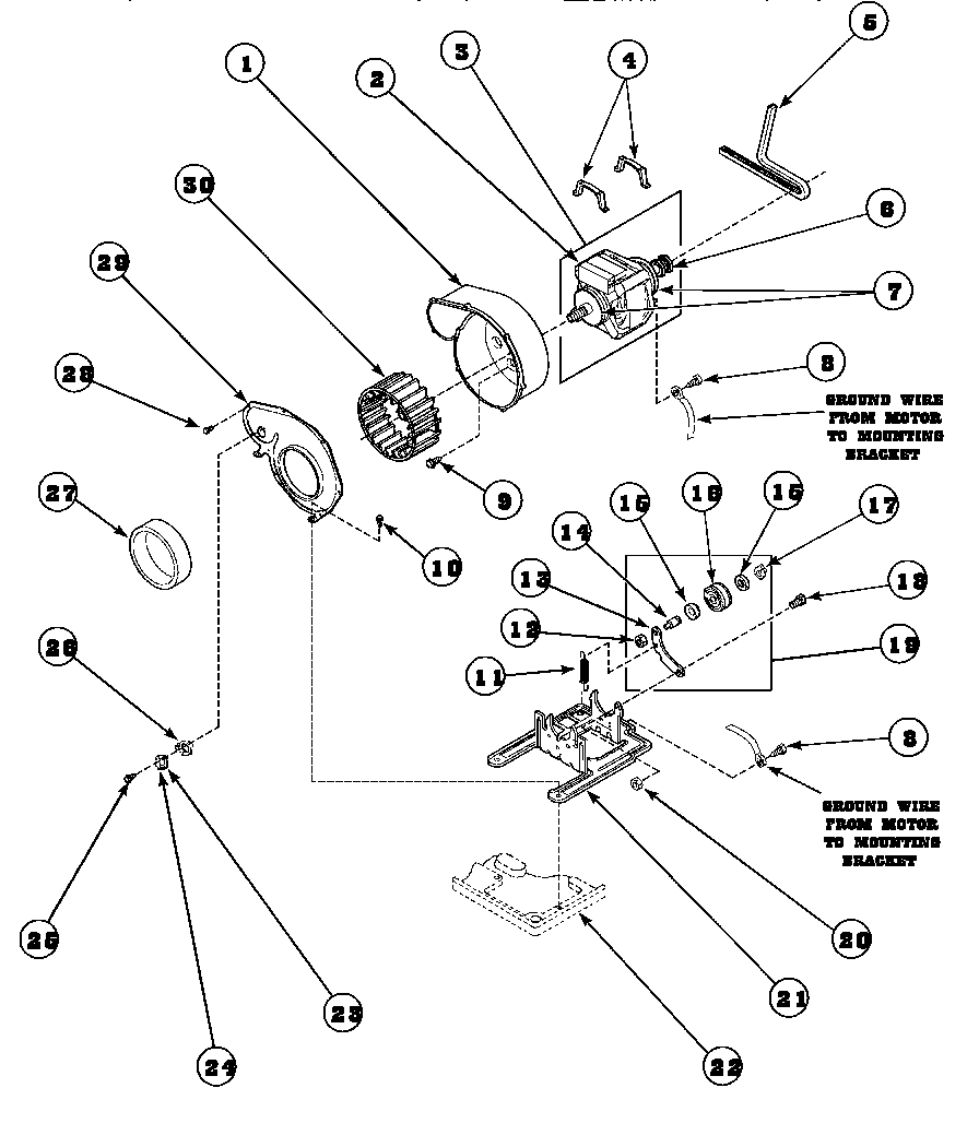 Amana LG4209L2-PLG4209L2 motor, exhaust fan and belt (lg4209l2/plg4209l2) (lg4209w2/plg4209w2) diagram