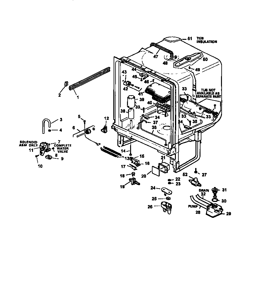 Caloric CDU200CWW/P1188322W tub diagram