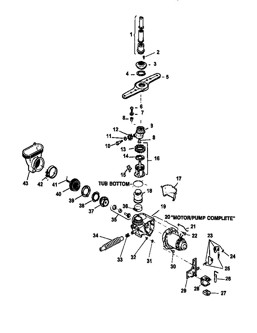 Caloric CDU200CWW/P1188322W motor/pump (cdu600cb/p1188317w) (cdu600cww/p1188316w) diagram