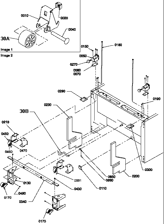 Amana BRF20TLW-P1199201WL bottom  hinge and roller assembly (brf20tlw/p1199201wl) diagram