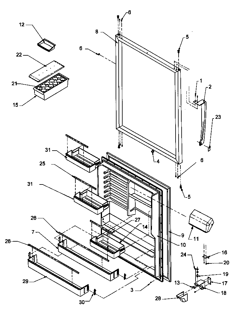 Amana TH21S3L-P1195608WL refrigerator door assembly diagram