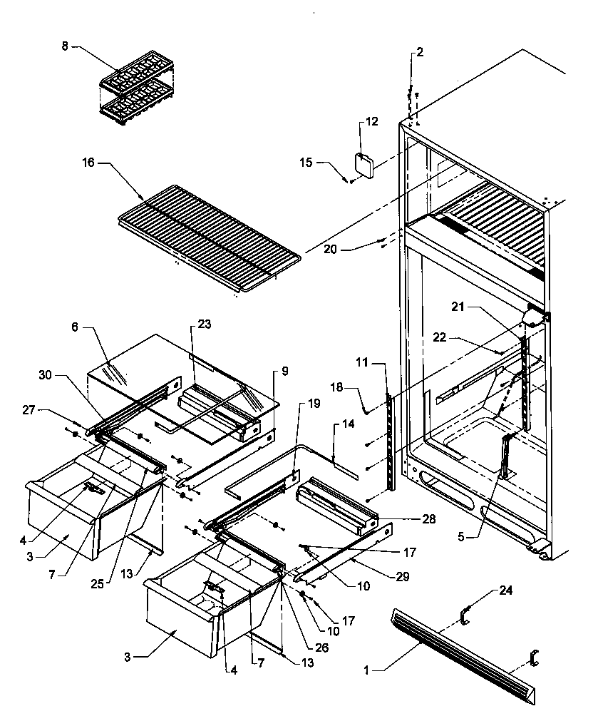 Amana TH21S3L-P1195608WL cabinet shelving diagram