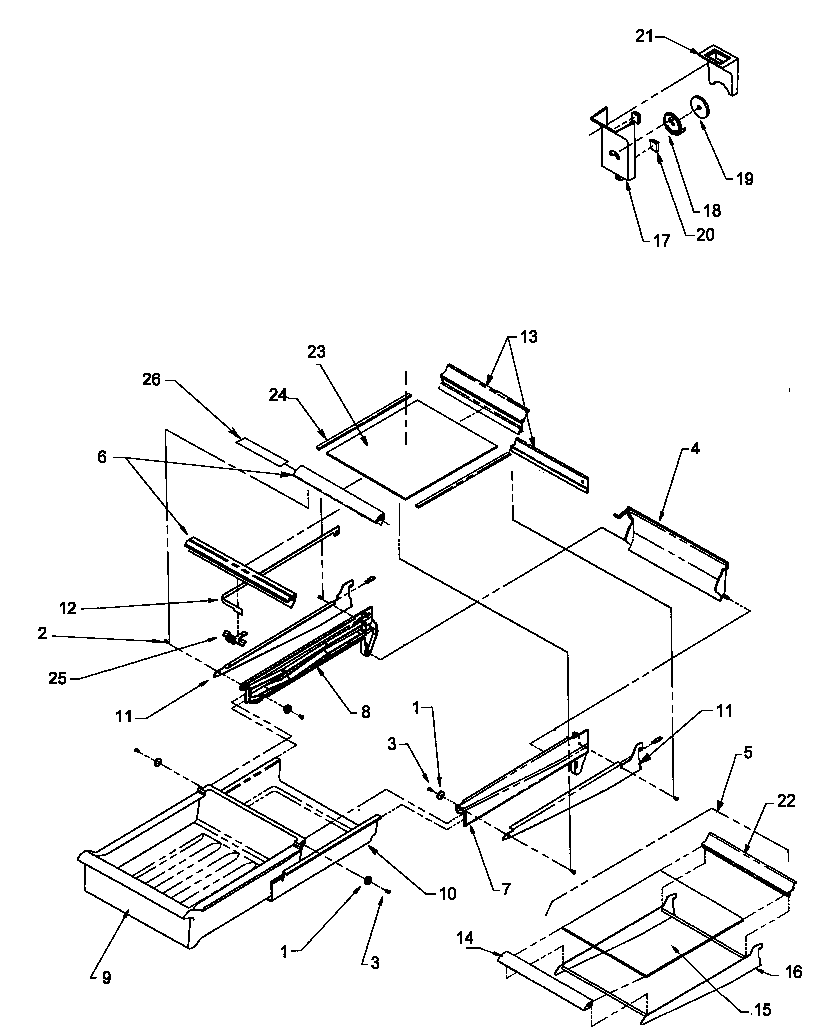 Amana TH21S3L-P1195608WL cabinet shelving diagram