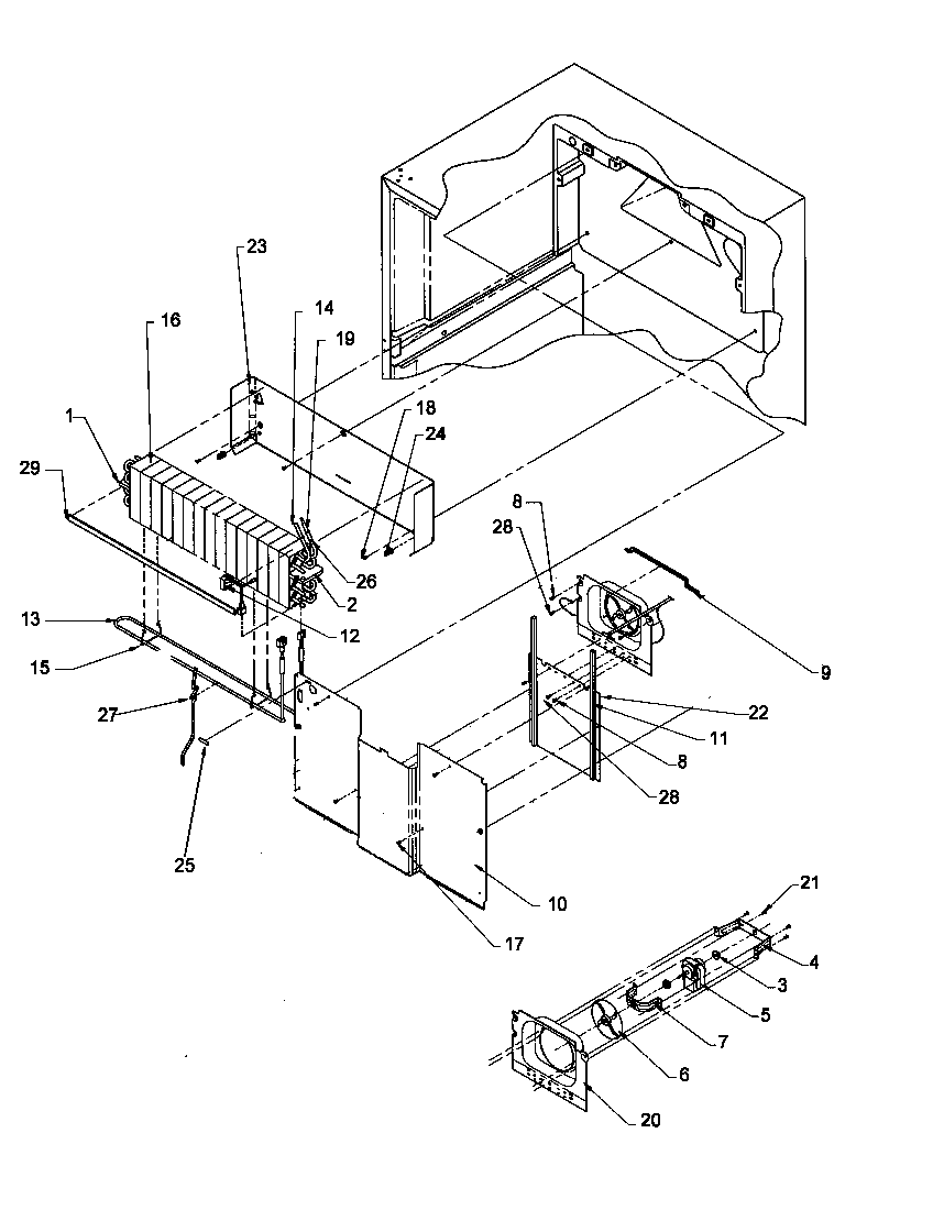 Amana TH21S3L-P1195608WL evaporator area diagram