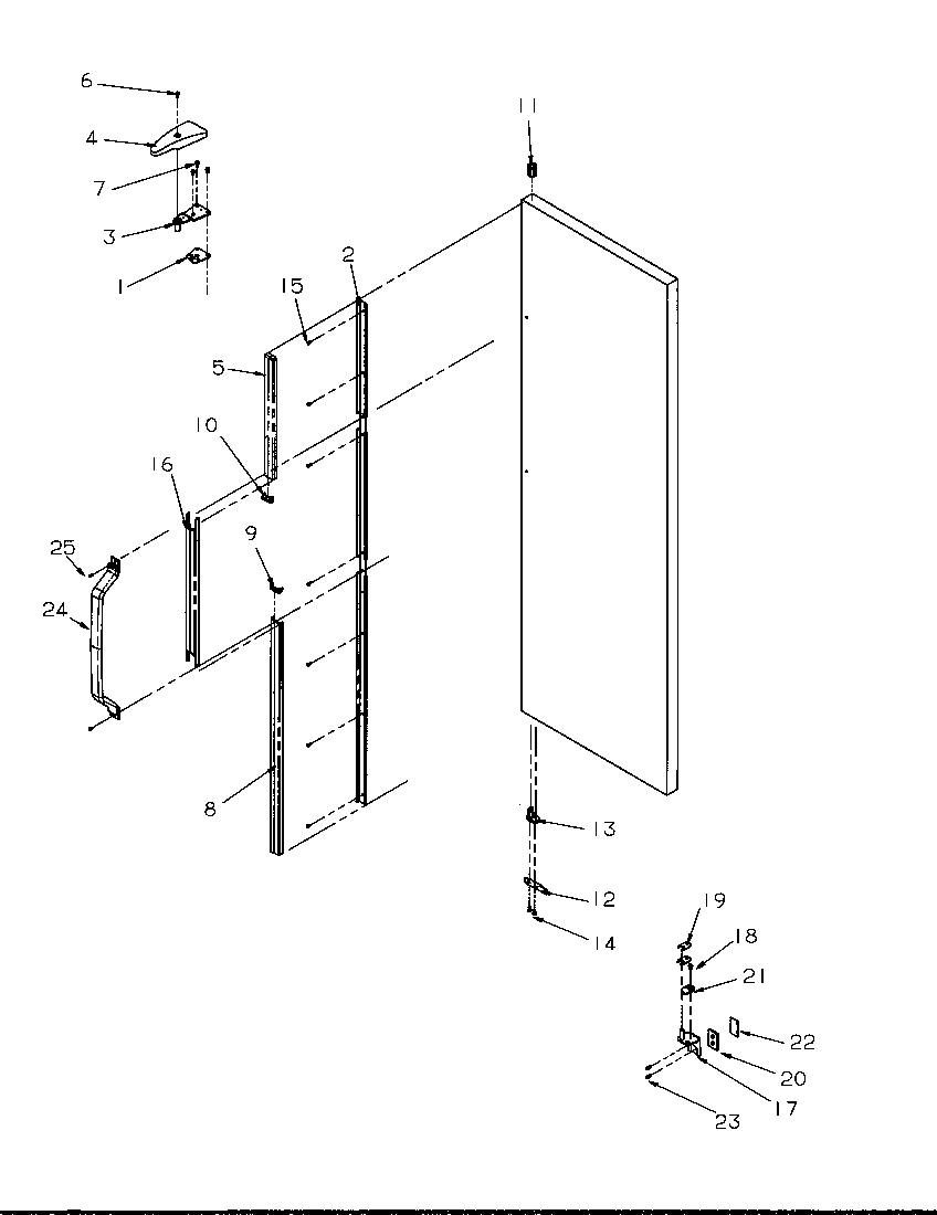 Amana SSD25SL-P1190420WL refrigerator door hinge and trim parts diagram