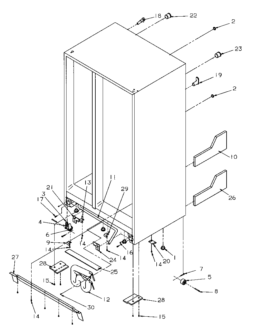 Amana SSD25SL-P1190420WL drain system and rollers diagram