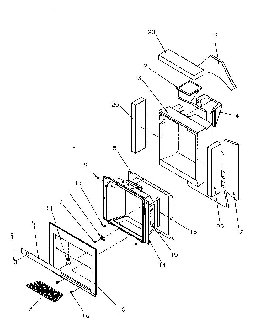Amana SSD25SL-P1190420WL ice and water cavity assembly diagram