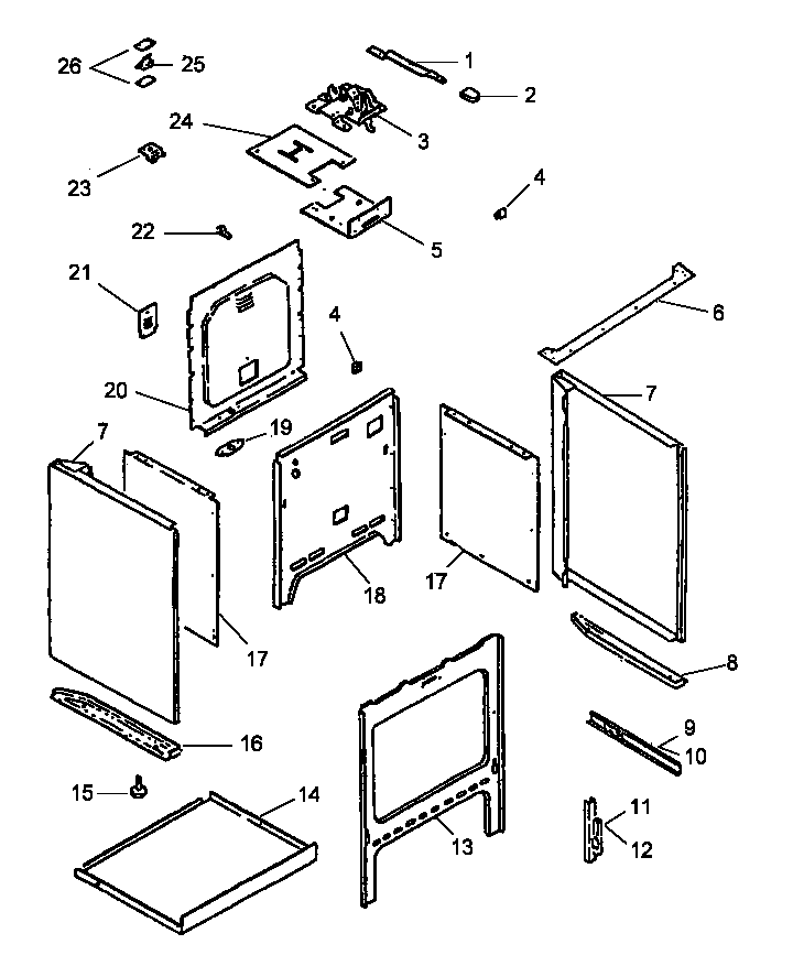 Amana ART6100WW/P1143404NWW main top and oven assembly diagram