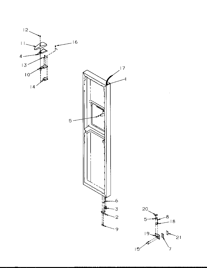 Amana 2599W-P1190419WW freezer door hinge and trim parts diagram