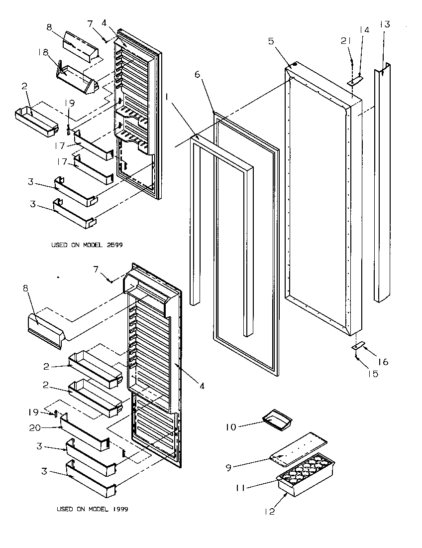 Amana 2599W-P1190419WW refrigerator door diagram