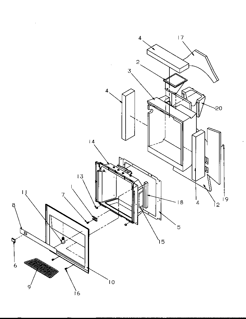 Amana 2599W-P1190419WW ice and water cavity assembly diagram