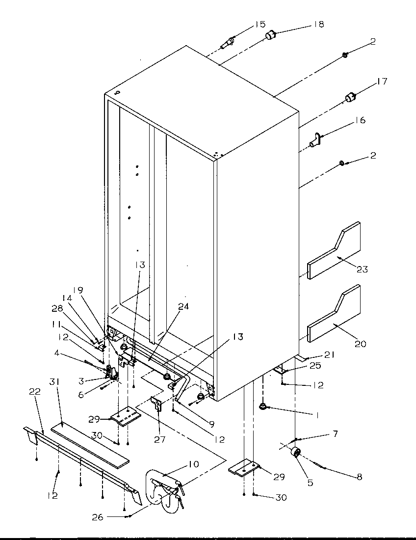 Amana SRDE327S3L-P1184903W drain and rollers diagram