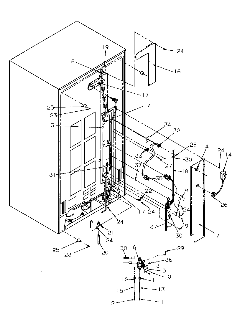 Amana SRDE327S3L-P1184903W cabinet back diagram