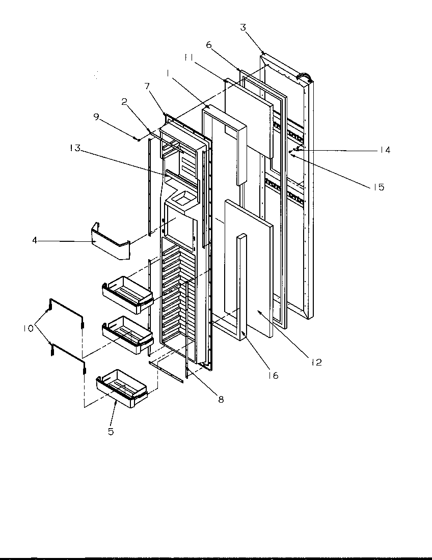 Amana SRD325S5L-P1199401WL freezer door diagram