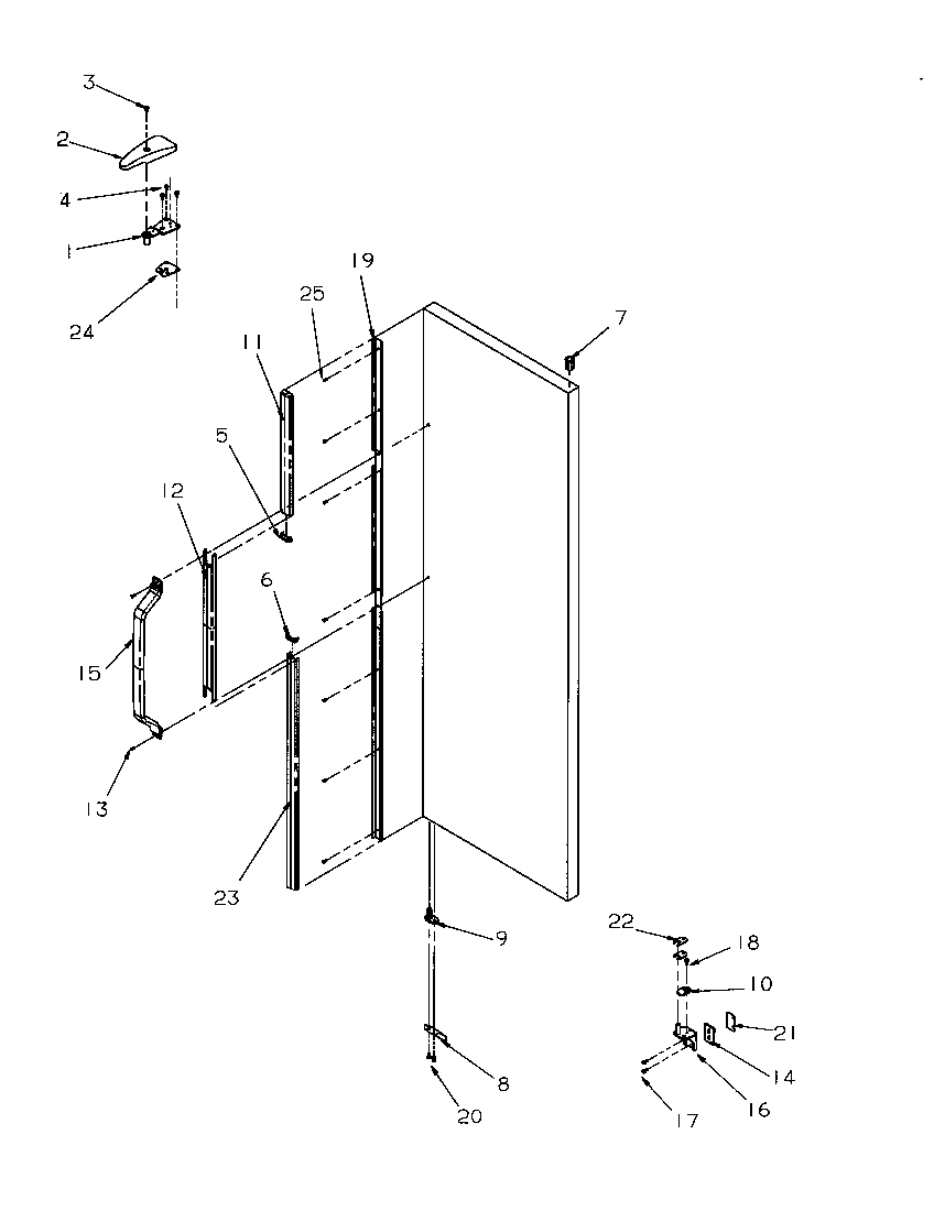 Amana SRD325S5L-P1199401WL refrigerator door hinge and trim parts diagram