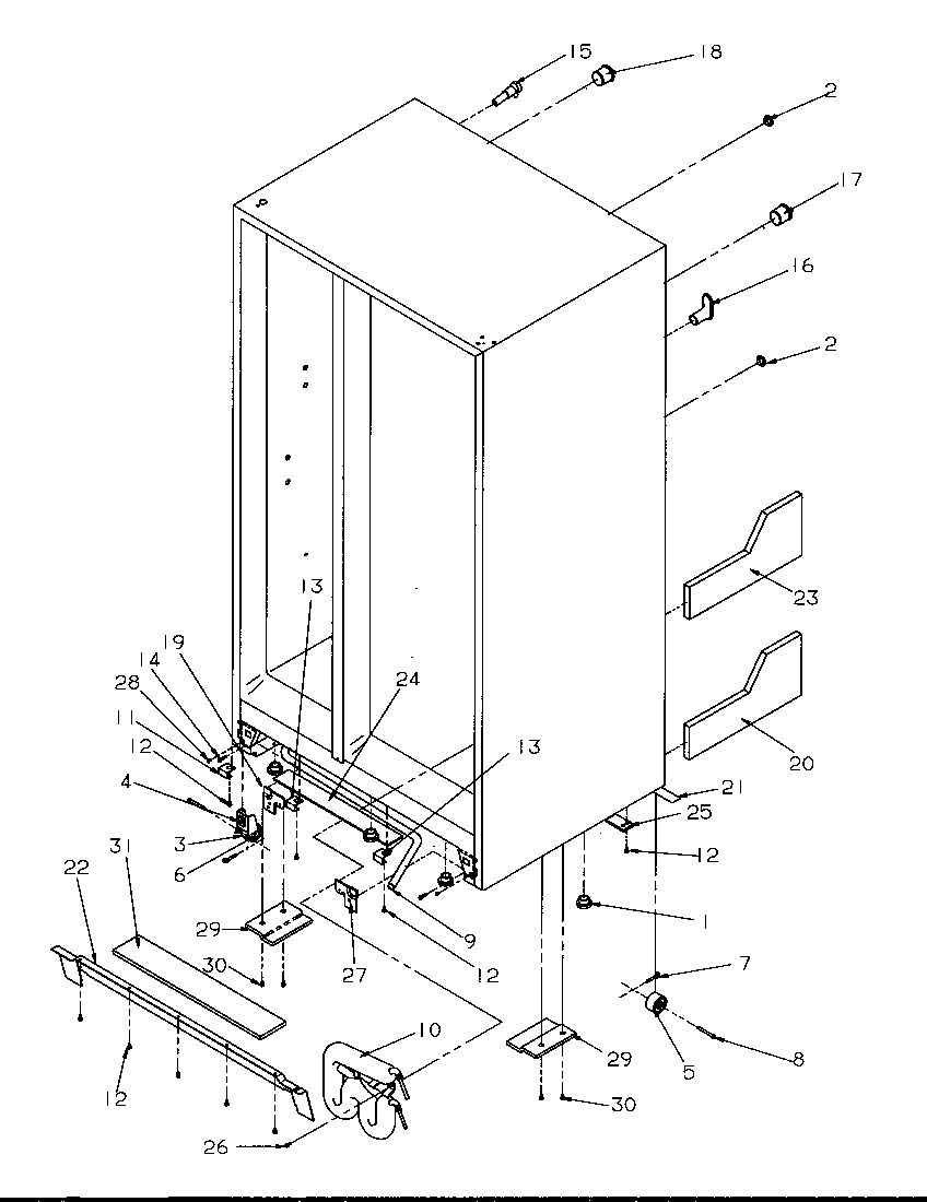 Amana SRD325S5L-P1199401WL drain and rollers diagram