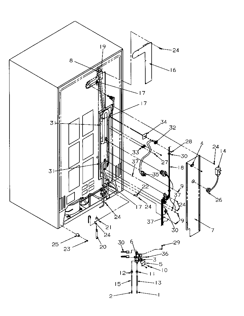 Amana SRD325S5L-P1199401WL cabinet back diagram