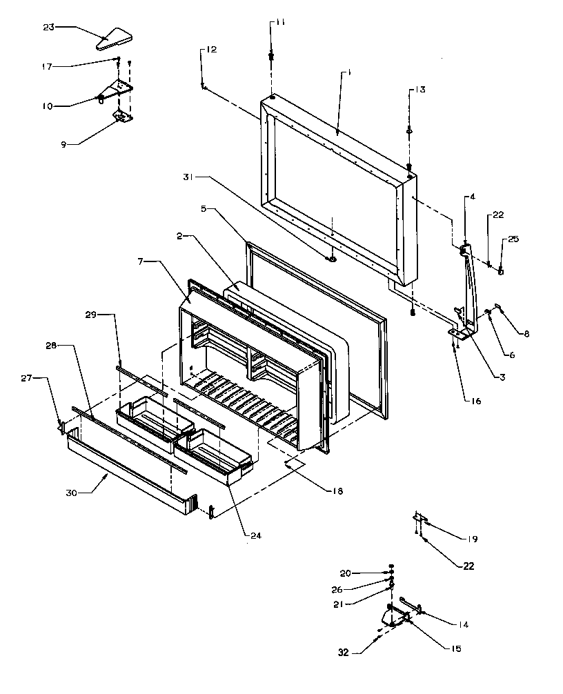 Amana TR22S4-P1196201WE freezer door assembly diagram