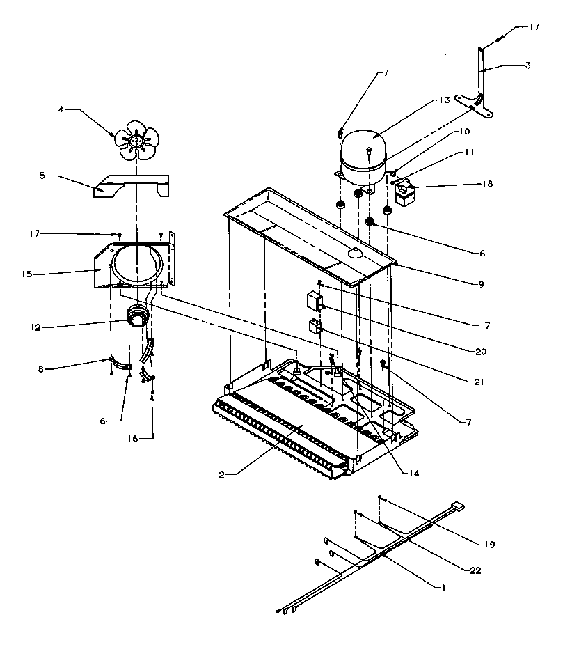 Amana TR22S4-P1196201WE compressor compartment diagram