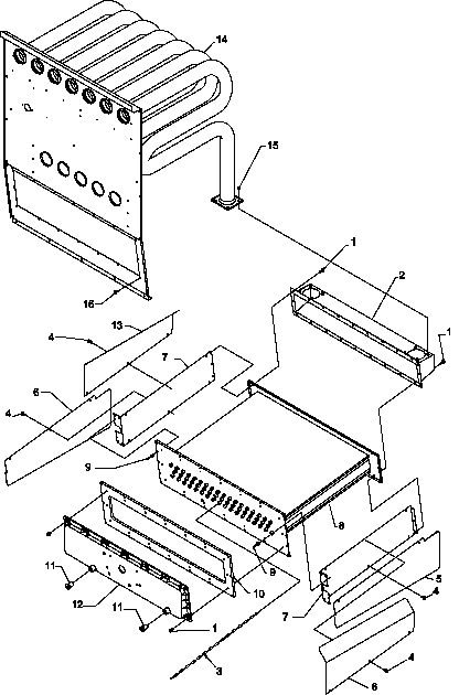 Amana GUX090X50B/P1207805F heat exchanger and recupe coil assembly diagram