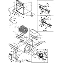 Amana GUX090X35B/P1207804F blower assembly and drain tubes diagram